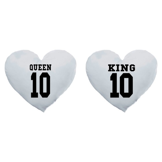 Coppia di cuscini personalizzati con nomi e numeri king e queen 2