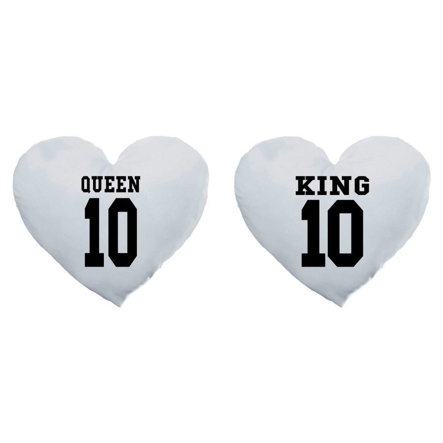 Coppia di cuscini personalizzati con nomi e numeri king e queen