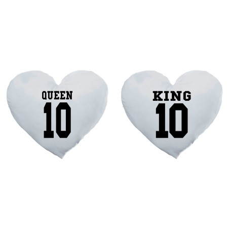 Coppia di cuscini personalizzati con nomi e numeri king e queen