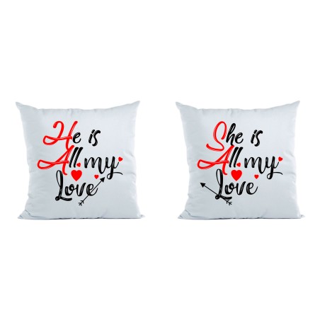 Coppia di cuscini personalizzabili con nomi she is all my...