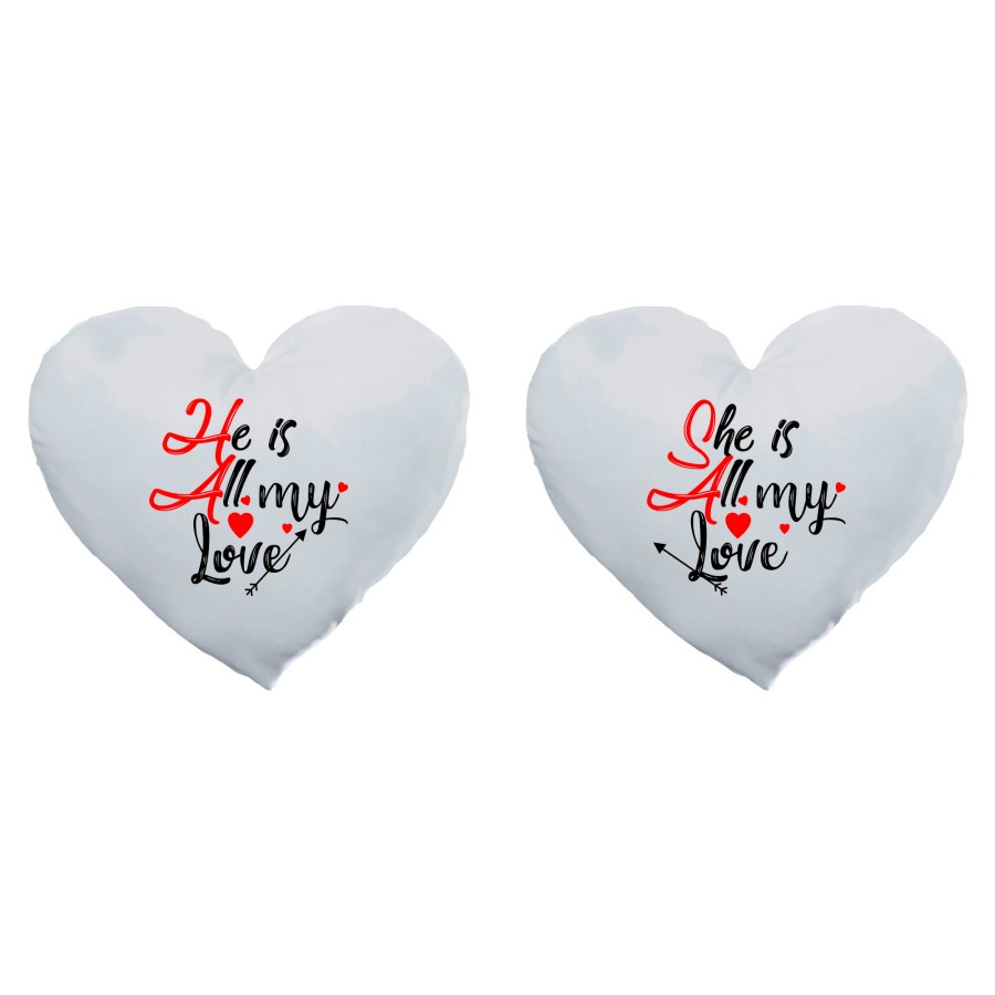 Coppia di cuscini personalizzabili con nomi she is all my love he is all my love