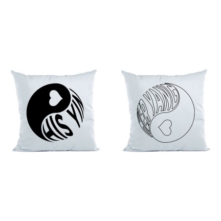 Coppia di cuscini personalizzabili con nomi his yin her yang
