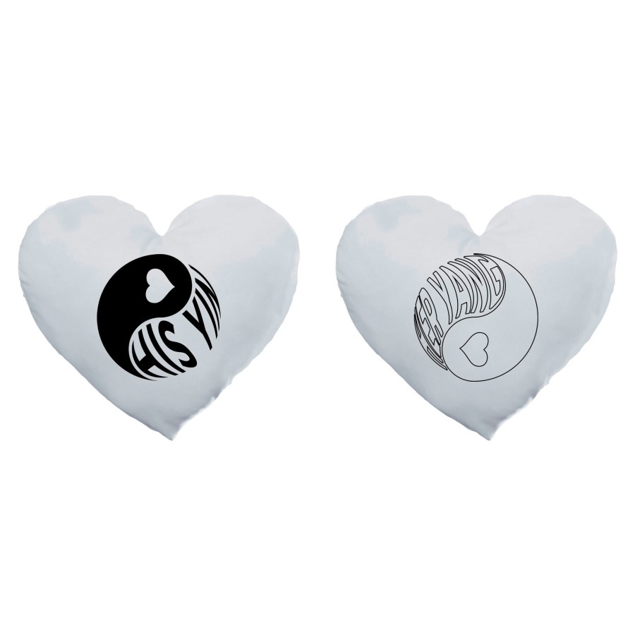 Coppia di cuscini personalizzabili con nomi his yin her yang