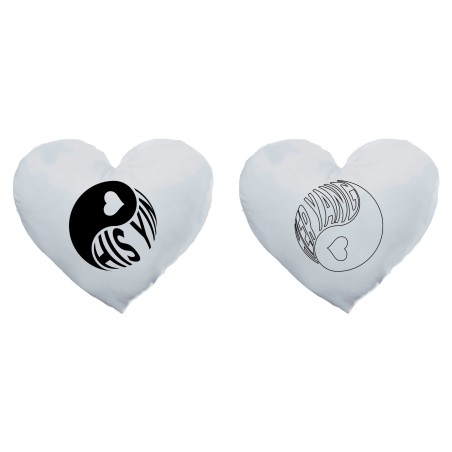 Coppia di cuscini personalizzabili con nomi his yin her yang