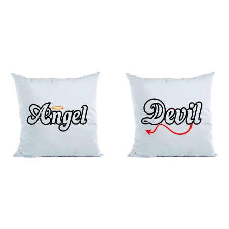 Coppia di cuscini personalizzabili con nomi angel e devil