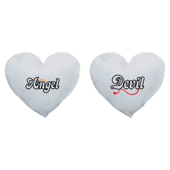 Coppia di cuscini personalizzabili con nomi angel e devil 2