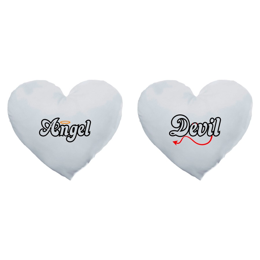 Coppia di cuscini personalizzabili con nomi angel e devil
