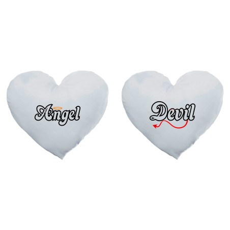 Coppia di cuscini personalizzabili con nomi angel e devil