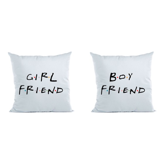 Coppia di cuscini personalizzabili con nomi girl friend boy friend friends