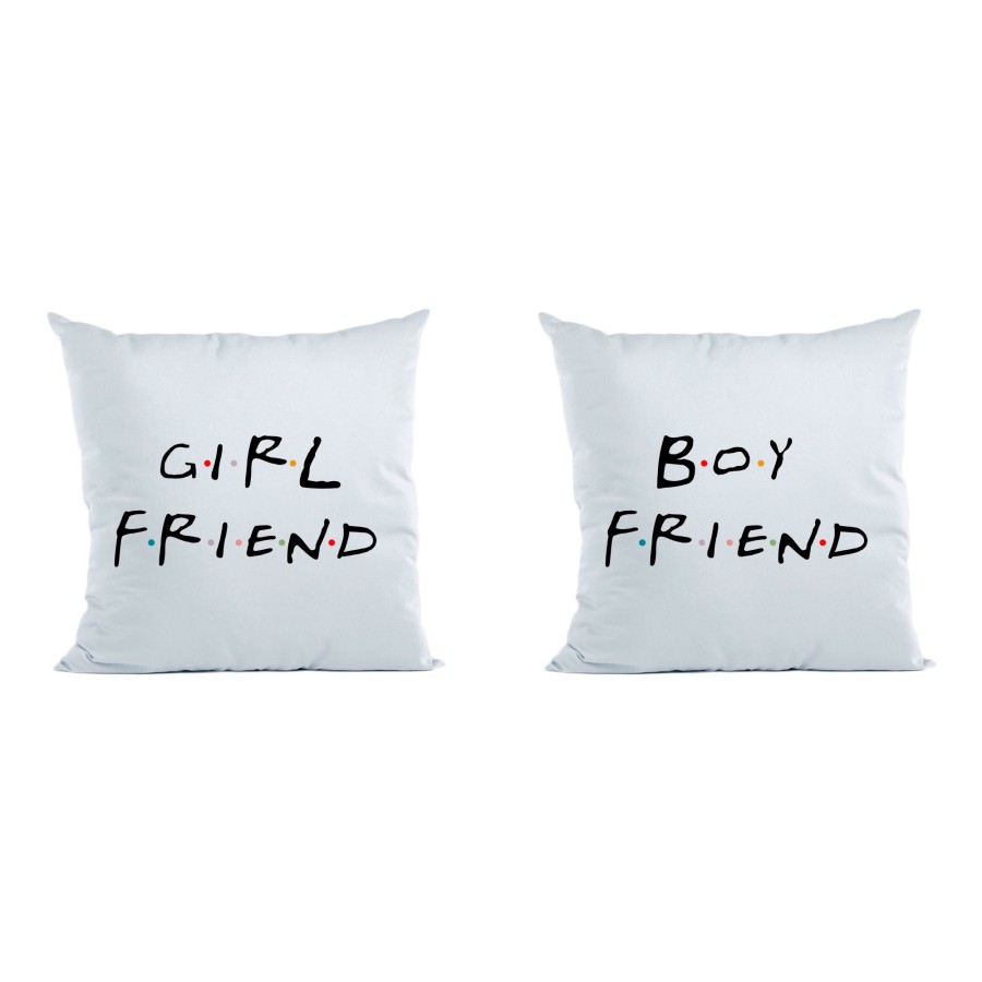 Coppia di cuscini personalizzabili con nomi girl friend boy friend friends