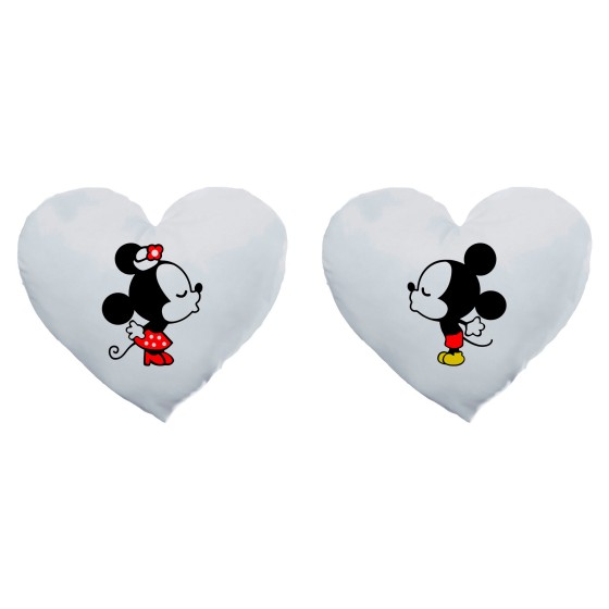 Coppia di cuscini personalizzabili con nome mr and mrs con bacio dei topolini 2
