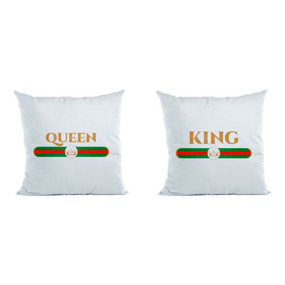 Coppia di cuscini personalizzabili con nome king e queen brand di lusso