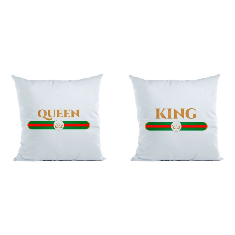 Coppia di cuscini personalizzabili con nome king e queen brand di lusso