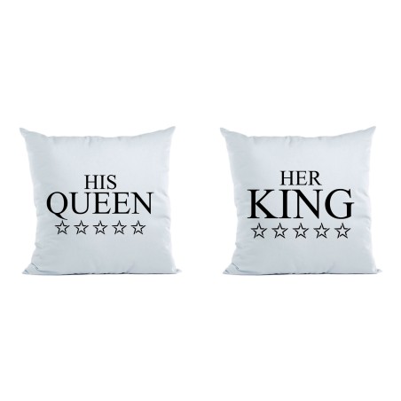 Coppia di cuscini personalizzabili con nome her king his...