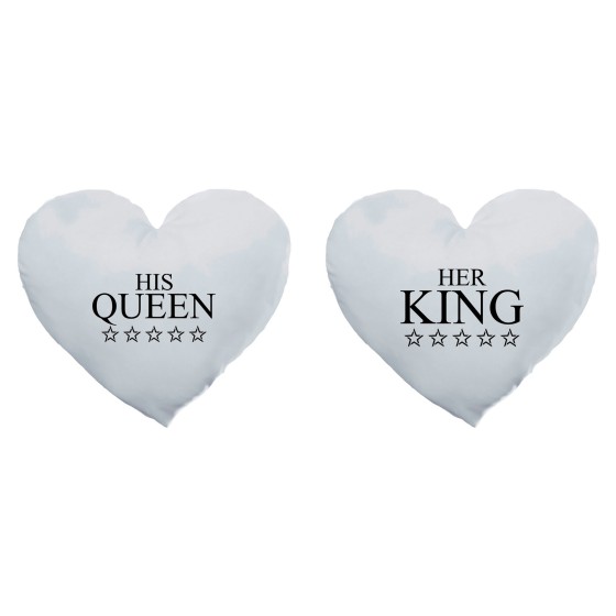 Coppia di cuscini personalizzabili con nome her king his queen with star 2