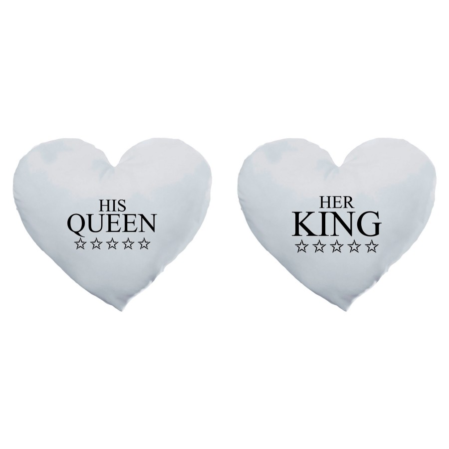 Coppia di cuscini personalizzabili con nome her king his queen with star