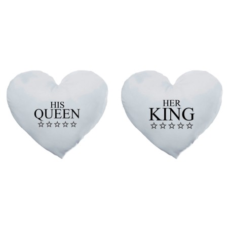Coppia di cuscini personalizzabili con nome her king his queen with star