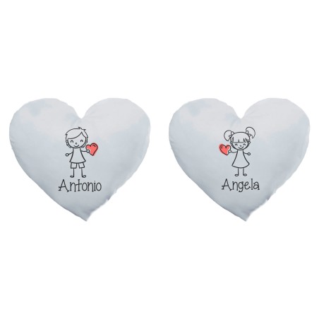 Coppia di cuscini personalizzati con nomi omini con cuore