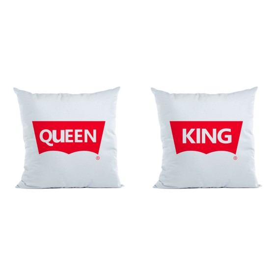Coppia di cuscini personalizzabili con nomi king e queen loveis
