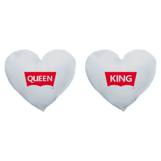 Coppia di cuscini personalizzabili con nomi king e queen loveis 2