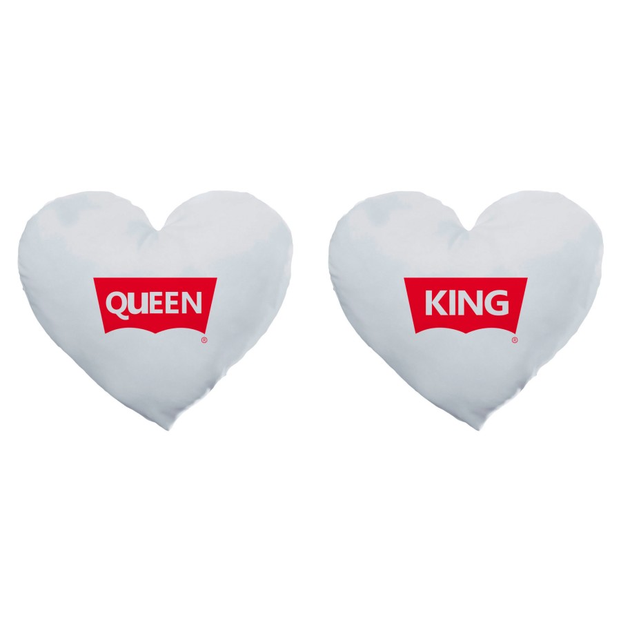 Coppia di cuscini personalizzabili con nomi king e queen loveis