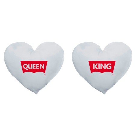 Coppia di cuscini personalizzabili con nomi king e queen loveis