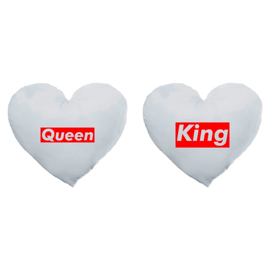 Coppia di cuscini personalizzabili con nome king e queen supreme love