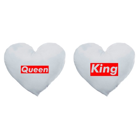 Coppia di cuscini personalizzabili con nome king e queen supreme love