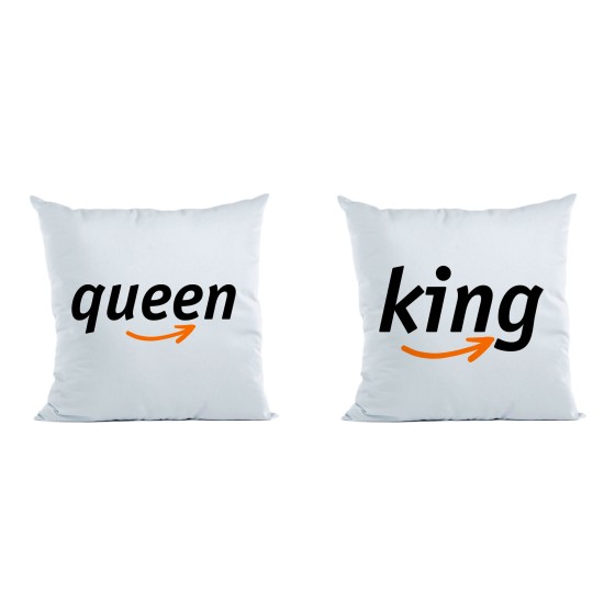 Coppia di cuscini personalizzabili con nomi king e queen delivery