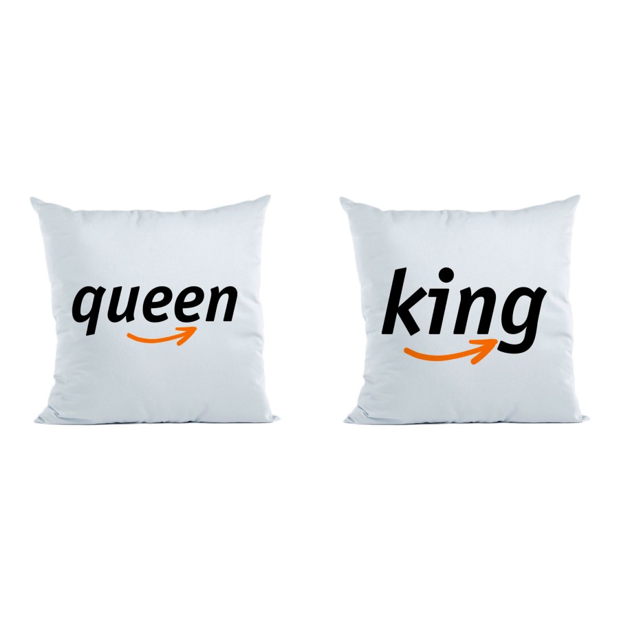 Coppia di cuscini personalizzabili con nomi king e queen delivery