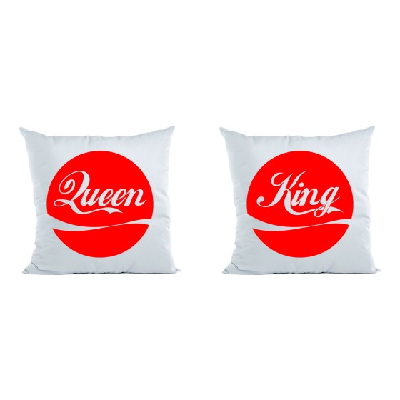 Coppia di cuscini personalizzabili con nome king e queen cola