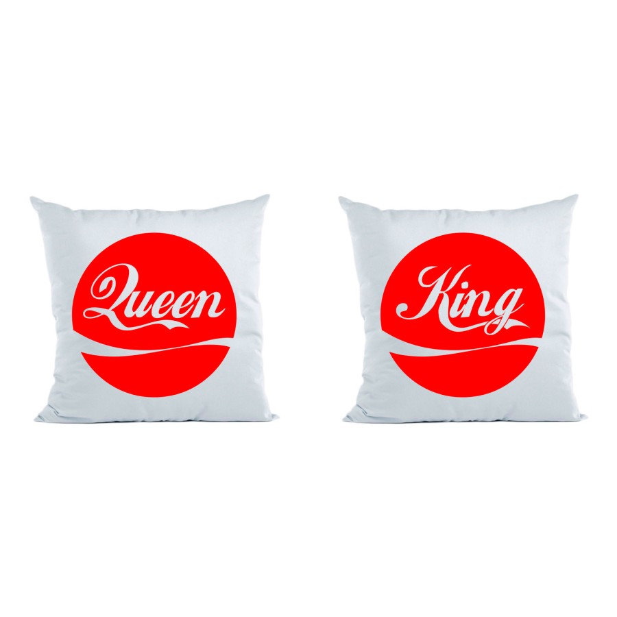 Coppia di cuscini personalizzabili con nome king e queen cola