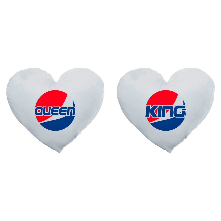 Coppia di cuscini personalizzabili con nome king e queen pepsi