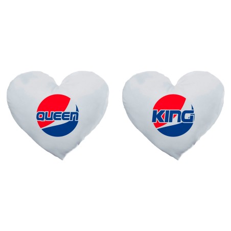 Coppia di cuscini personalizzabili con nome king e queen pepsi