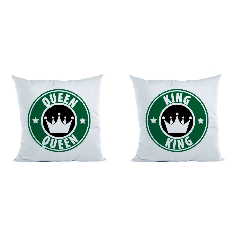 Coppia di cuscini personalizzabili con nome king e queen starb