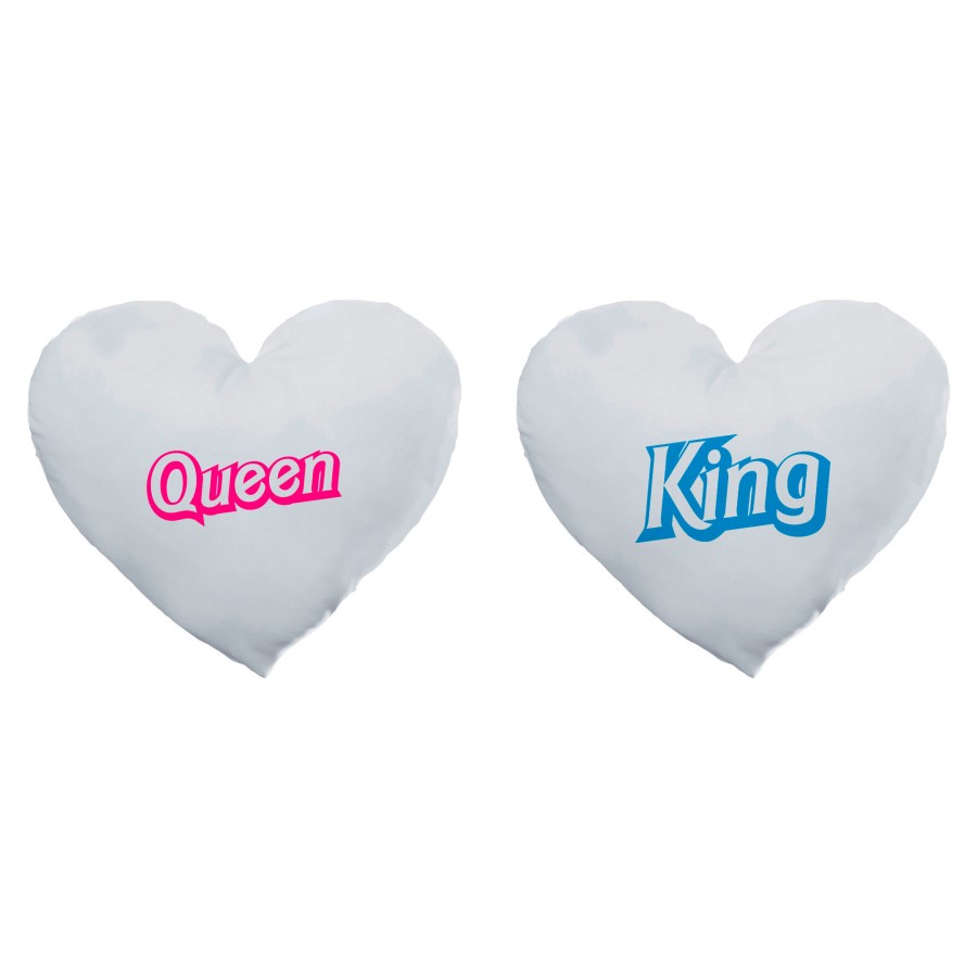 Coppia di cuscini personalizzabili con nomi king ken e queen barbie