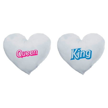 Coppia di cuscini personalizzabili con nomi king ken e queen barbie