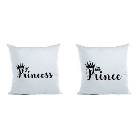 Coppia di cuscini personalizzabili con nomi i'm a prince i'm a princess