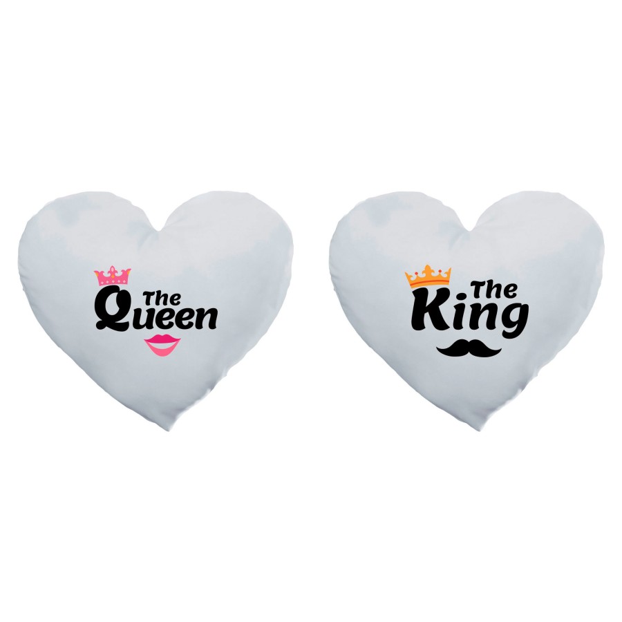 Coppia di cuscini personalizzabili con nomi king e queen smile
