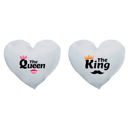 Coppia di cuscini personalizzabili con nomi king e queen smile