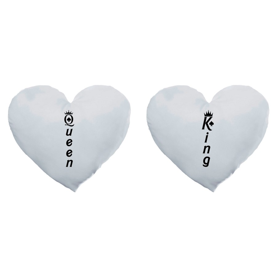 Coppia di cuscini personalizzabili con nomi king e queen verticale