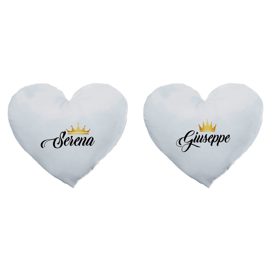 Coppia di cuscini personalizzati con nomi k and q con corona