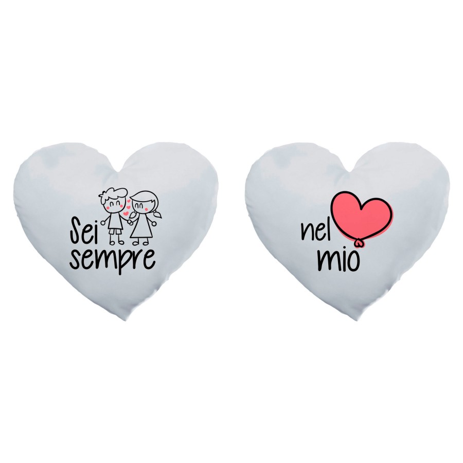 Coppia di cuscini personalizzabili con nomi sei sempre nel mio cuore