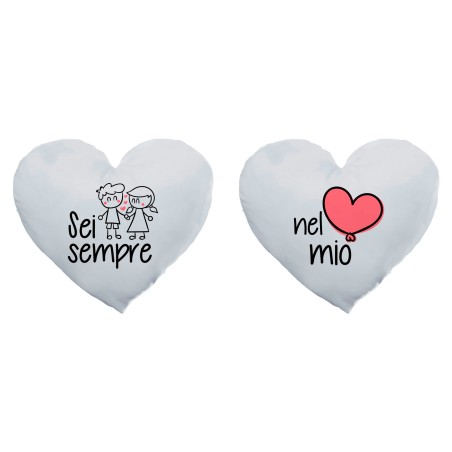 Coppia di cuscini personalizzabili con nomi sei sempre nel mio cuore