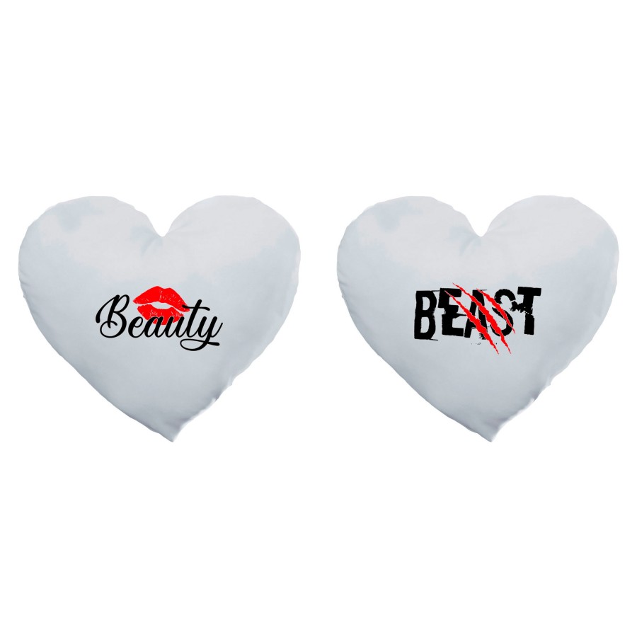 Coppia di cuscini personalizzabili con nomi beast graffio beauty bacio