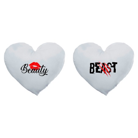 Coppia di cuscini personalizzabili con nomi beast graffio beauty bacio
