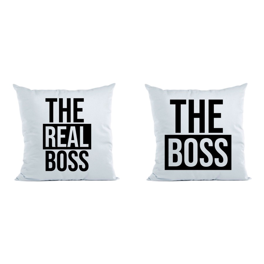 Coppia di cuscini personalizzabili con nomi the boss the real boss