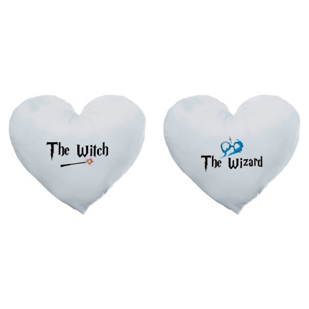 Coppia di cuscini personalizzabili con nomi the wizard the witch