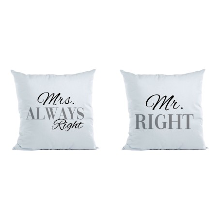 Coppia di cuscini personalizzabili con nomi mr right mrs...