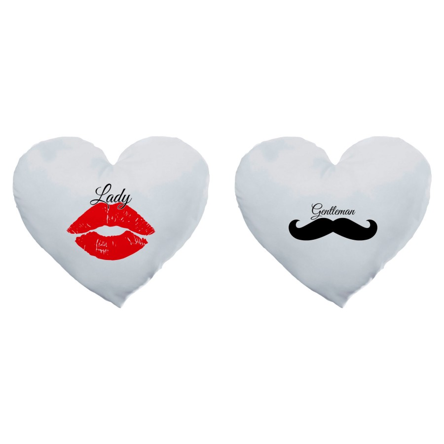 Coppia di cuscini personalizzabili con nomi lady e gentleman